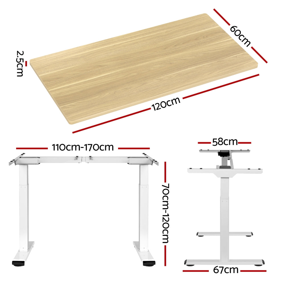 Artiss Motorised Standing Desk Dual Motor 120cm White Oak