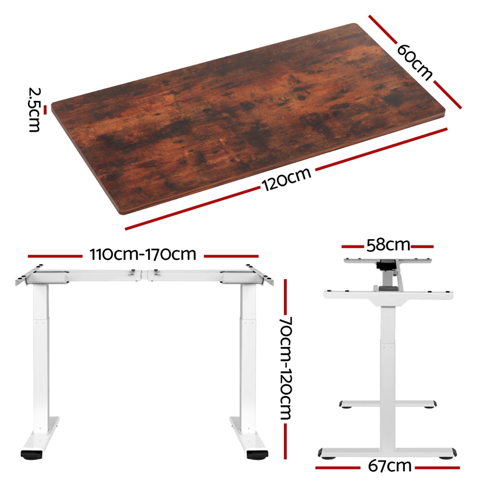 Artiss Dual Motor Standing Desk Height Adjustable 120cm White Frame