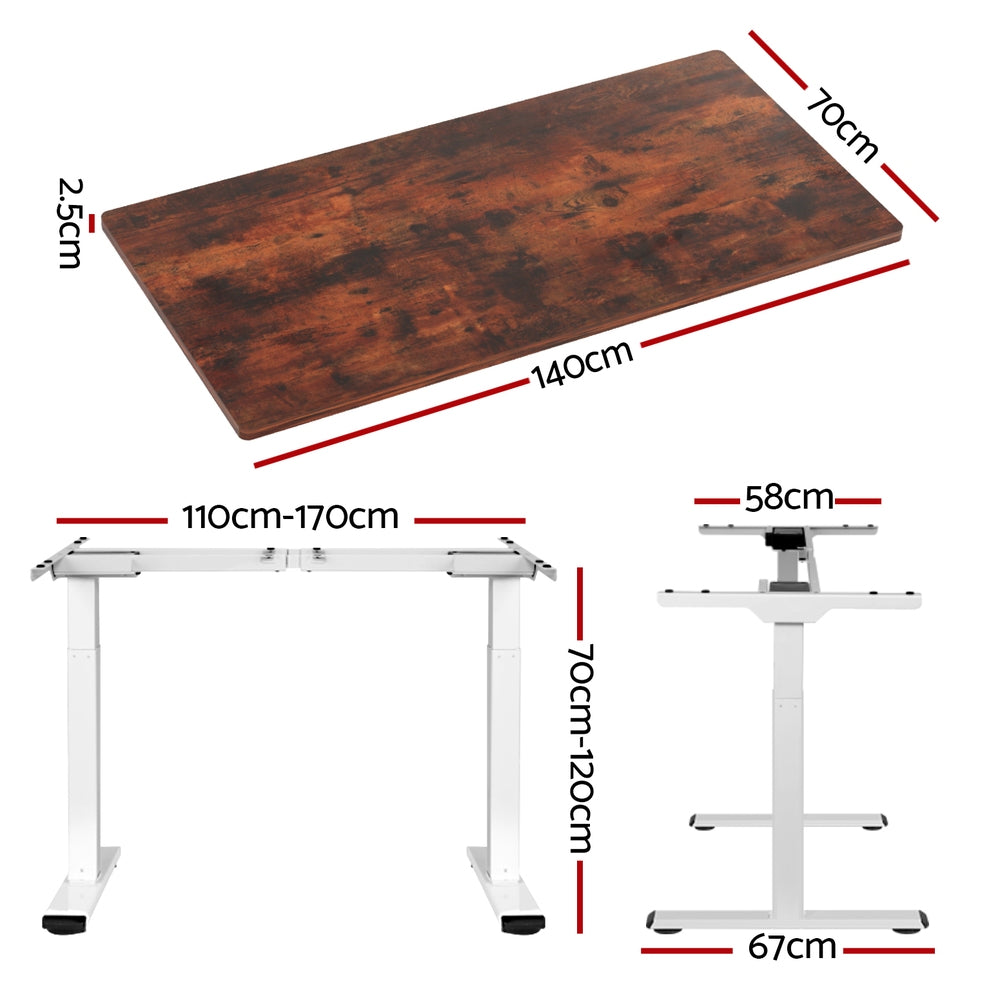 Artiss Electric Sit Stand Desk Motorised Dual Motor White 140cm