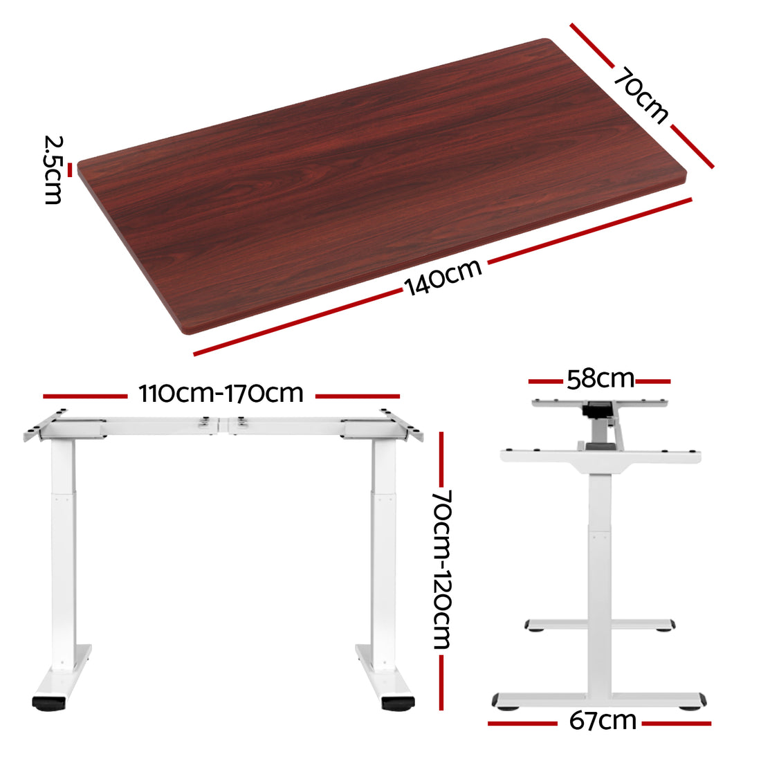 Artiss Motorised Standing Desk Dual Motor 140cm Walnut