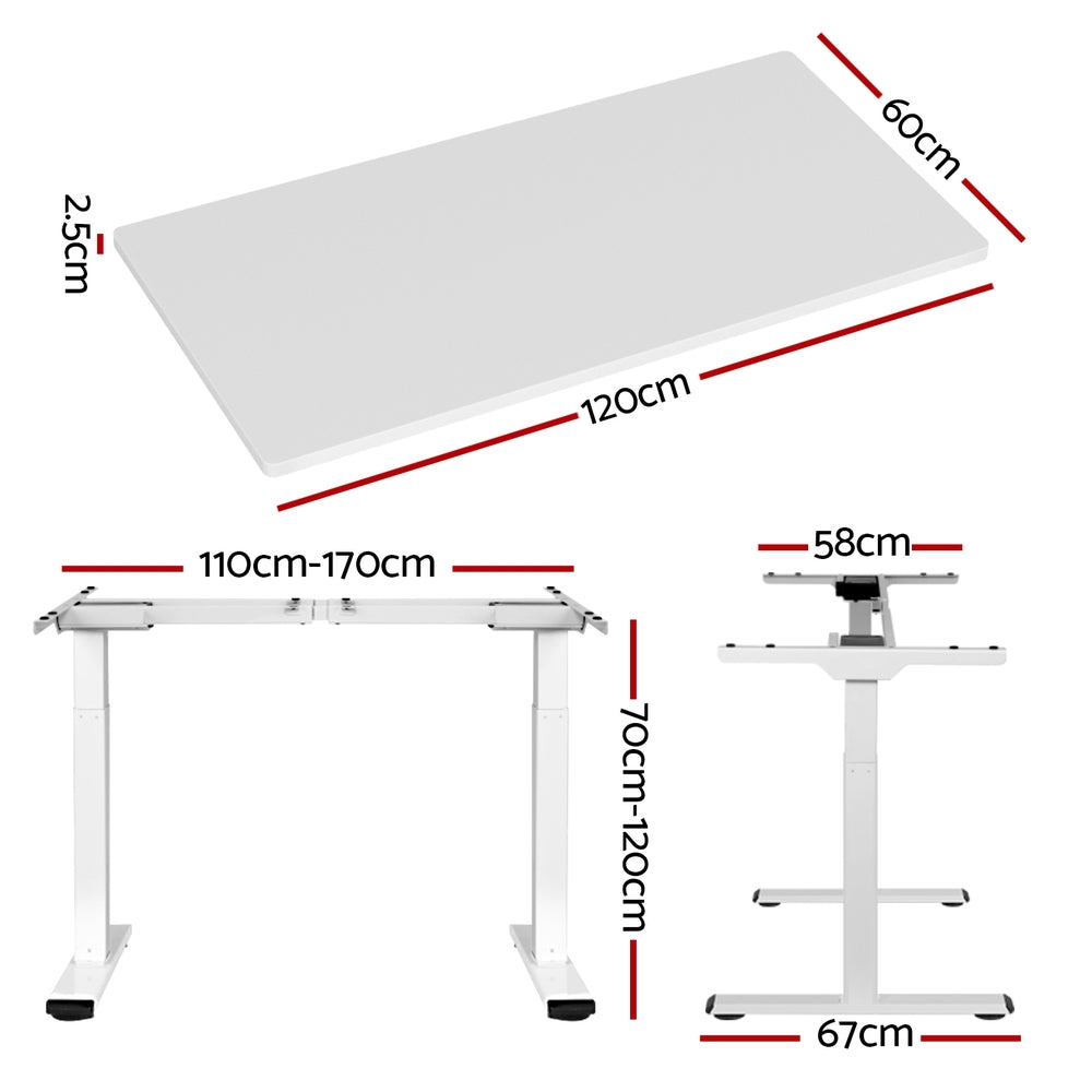 Artiss Motorised Standing Desk Height Adjustable White 120cm