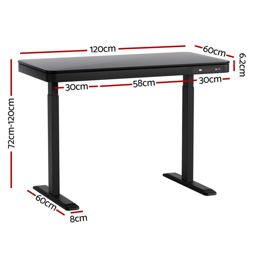 Artiss Electric Standing Desk with Drawer 120cm Black