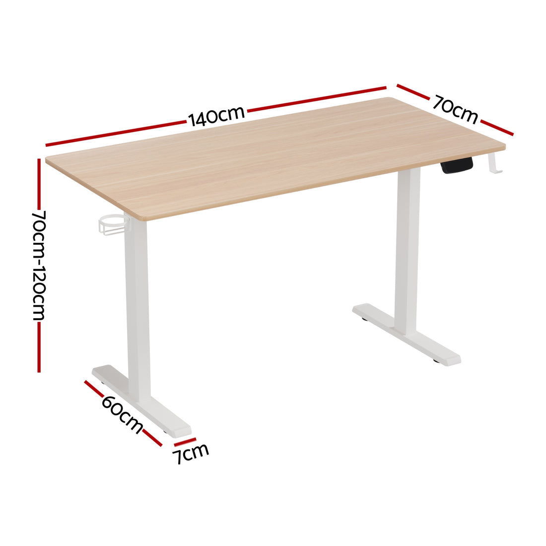 Artiss Motorised Standing Desk Touch Control Height Adjustable Oak 140cm