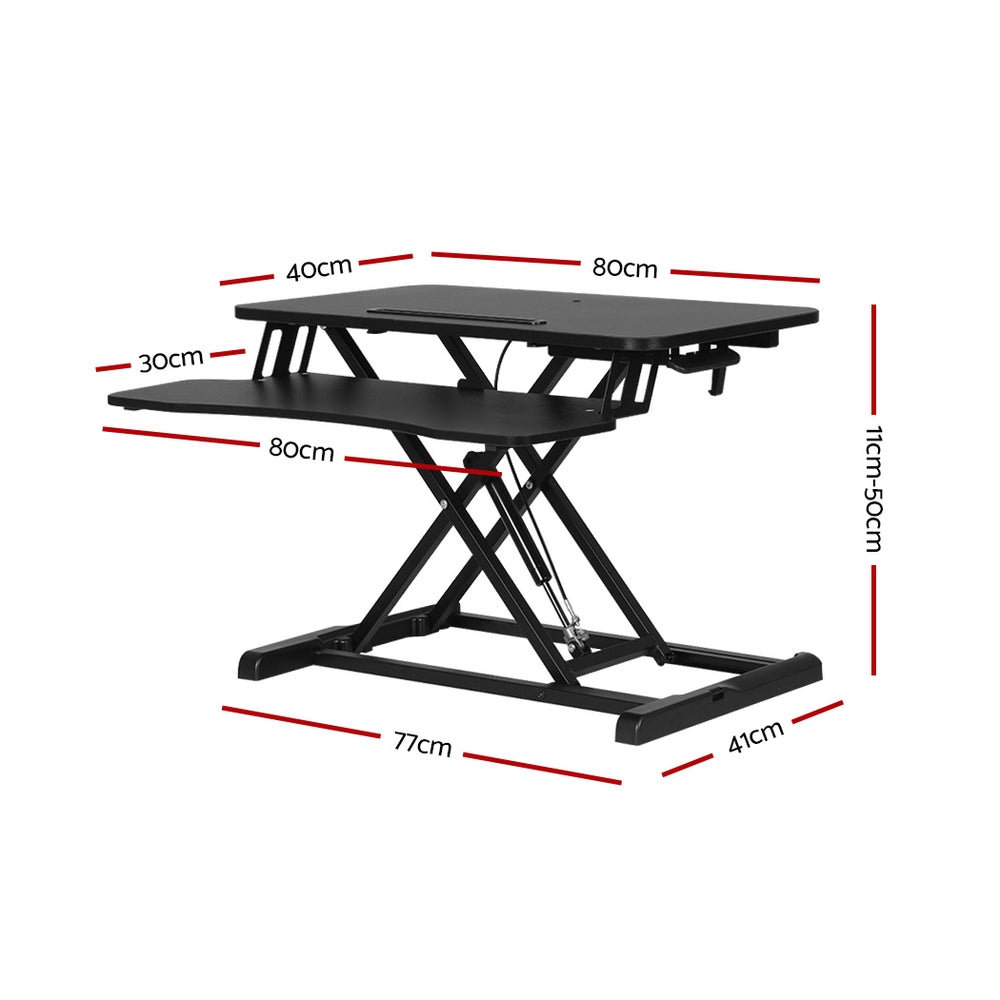 Artiss Desk Riser Height Adjustable Sit to Stand 80cm Black
