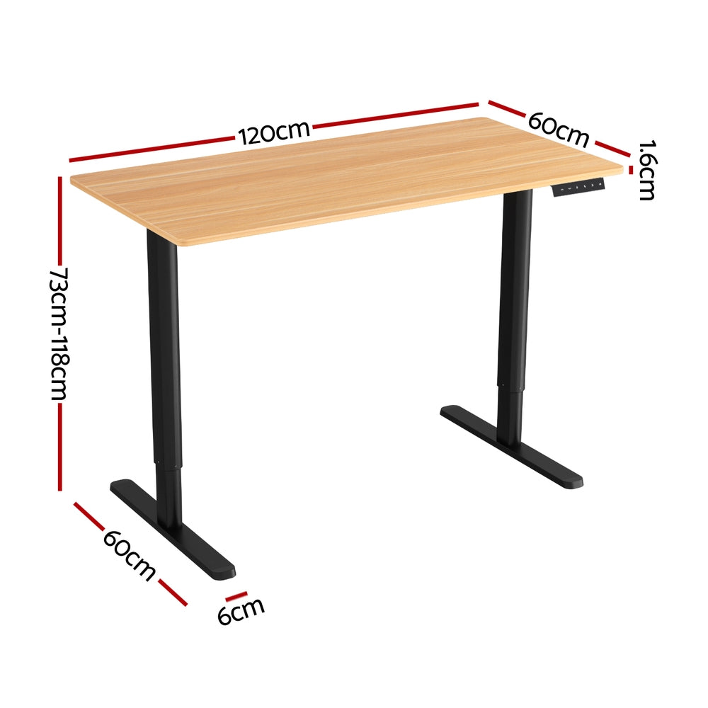 Artiss Electric Standing Desk Motorised Height Adjustable 120cm Black Legs