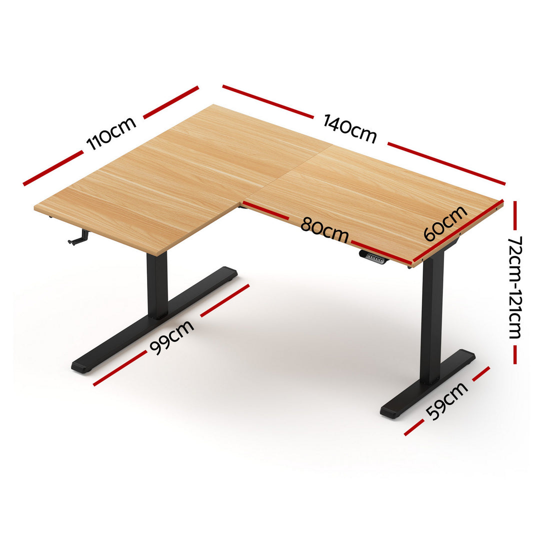 Artiss L-Shape Electric Standing Desk Oak 140x110cm
