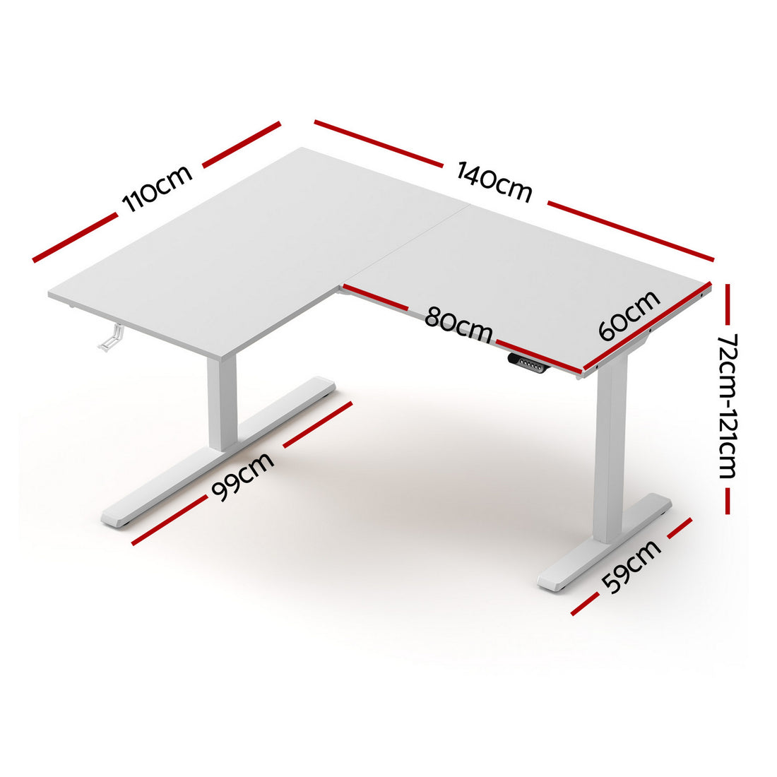 Artiss L-Shape Standing Desk White Oak 140x110cm