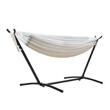 Gardeon Hammock Bed with Stand Adjustable Height Cream Cotton