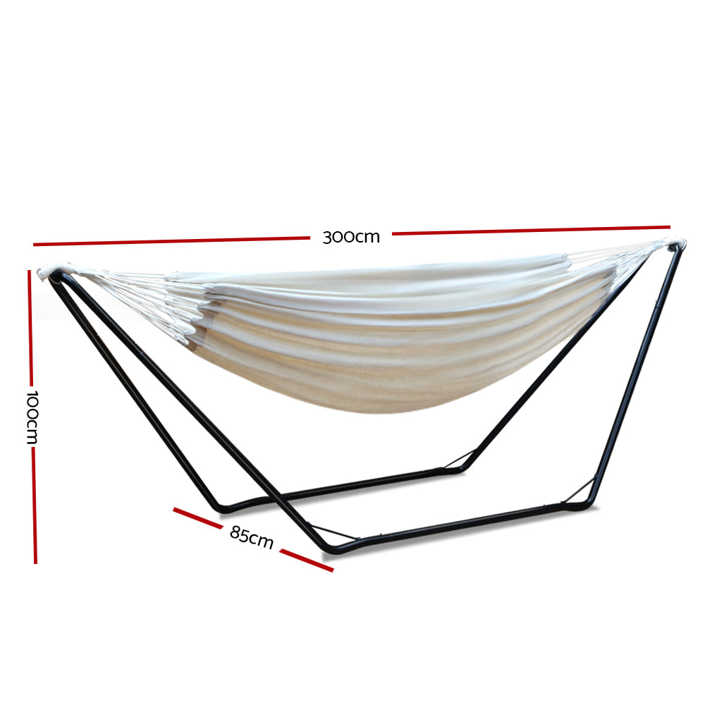 Gardeon Freestanding Hammock Bed with Steel Stand 280cm Cream