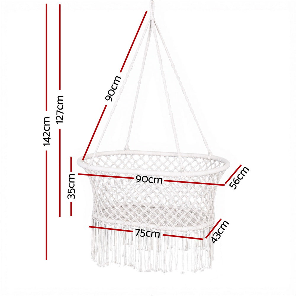 Gardeon Cotton Hammock Chair Breathable Swing Seat Cream