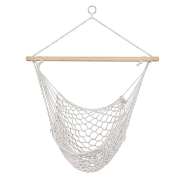 Gardeon Hammock Chair Hanging Cotton Rope Indoor Outdoor Cream