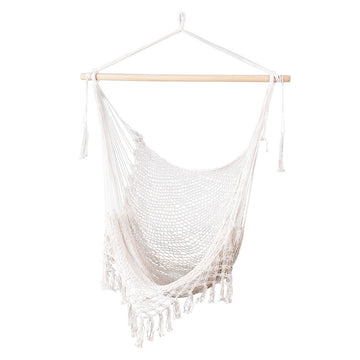 Gardeon Hammock Chair Swing Fabric with Timber Rail 240cm Cream