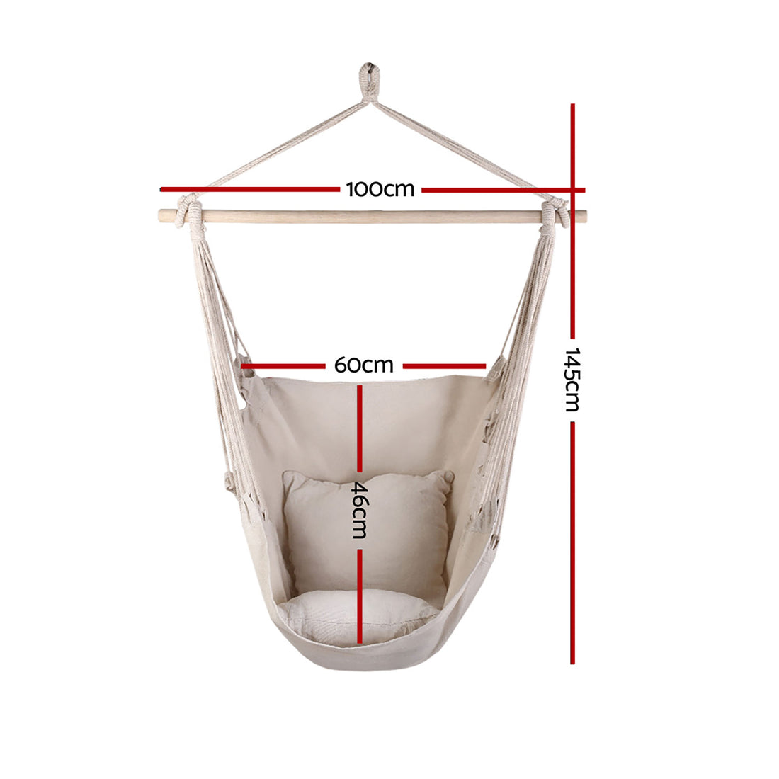 Gardeon Hammock Chair with Timber Rail and Cushions Cream