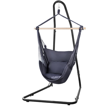 Gardeon Hanging Hammock Chair with Steel Stand Grey