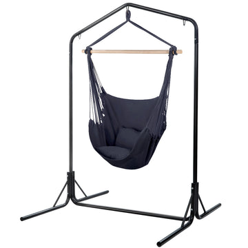 Gardeon Hammock Chair with Stand Pillow Included Steel Frame 120kg Grey