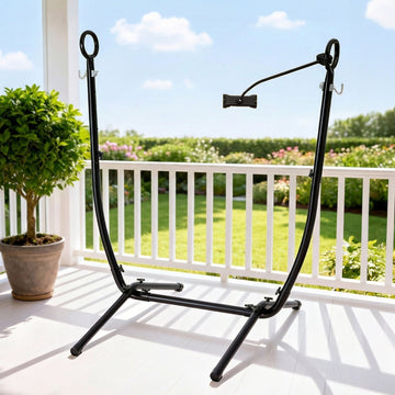 Gardeon Hammock Chair Stand with Phone Holder Indoor Outdoor Black