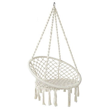 Gardeon Hammock Chair Outdoor Hanging Macrame Cotton Cream