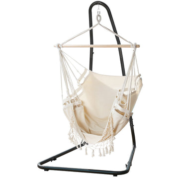 Gardeon Hammock Chair Hanging Indoor Outdoor Cream