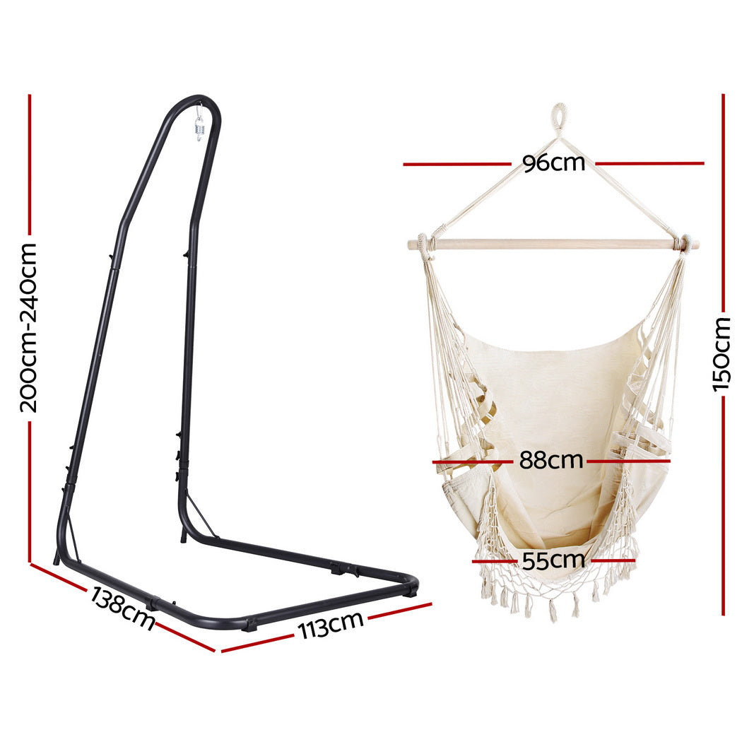 Gardeon Hammock Chair Hanging Indoor Outdoor Cream