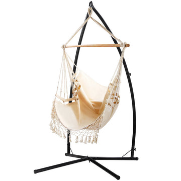 Gardeon Hammock Chair with Steel Stand Cream