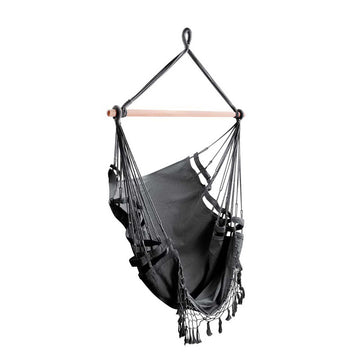 Gardeon Hammock Chair Outdoor Swing with Tassel Grey 150x90cm