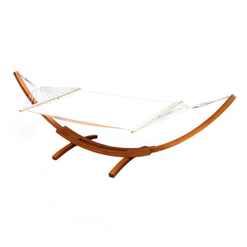 Gardeon Outdoor Timber Hammock with Stand 200kg Cream