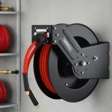 Giantz Auto Retractable Air Hose Reel 15m 300PSI Steel Workshop