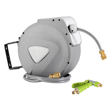Retractable Hose Reel 20M Wall Mount Auto Rewind Brass Spray Gun