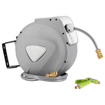 Vortaz Retractable Garden Hose Reel 30M Wall Mount Brass Spray Gun