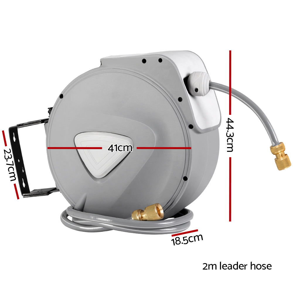Vortaz Retractable Garden Hose Reel 30M Wall Mount Brass Spray Gun