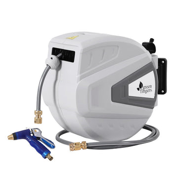 Green Fingers Wall Mount Retractable Garden Hose Reel 30m with Spray Gun