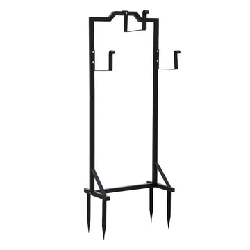 Green Fingers Metal Garden Hose Reel Stand 4-Spike Black