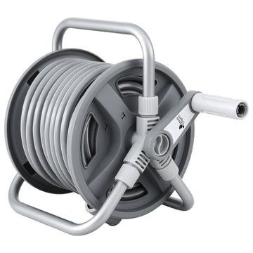 Green Fingers Retractable Garden Hose Reel Auto Rewind 20m Grey