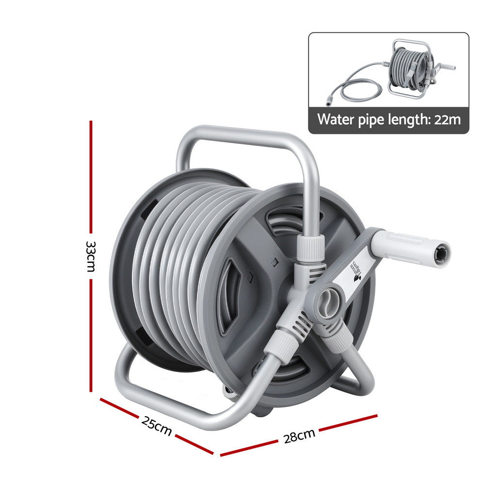 Green Fingers Retractable Garden Hose Reel Auto Rewind 20m Grey