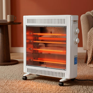 Devanti 2200W Infrared Radiant Heater Portable on Wheels White