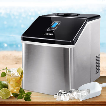 Devanti Ice Maker Machine 18kg 24 Cubes Stainless Steel