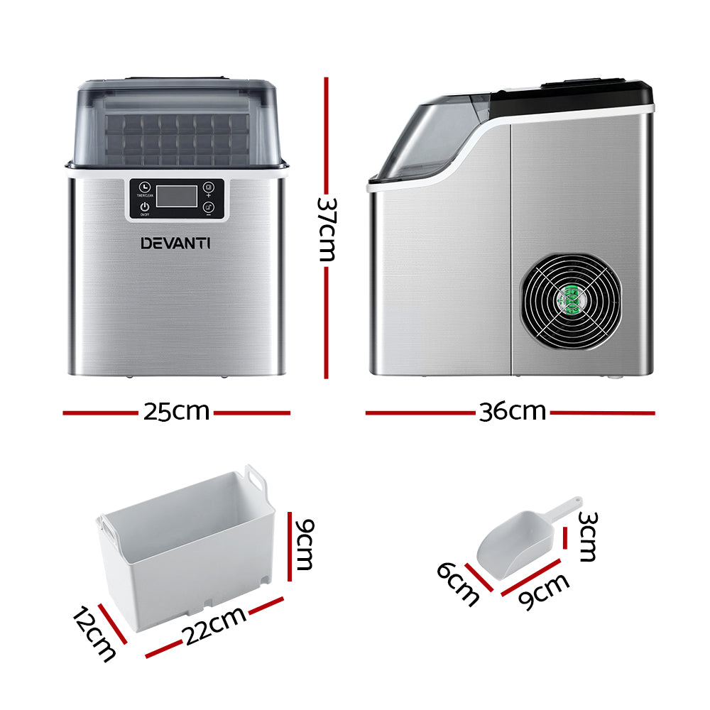 Devanti Ice Maker 24 Cube Countertop 3.2L Self-Cleaning