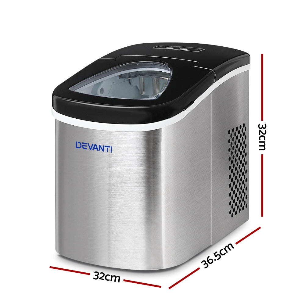 Devanti Portable Ice Maker 12kg 2.4L Stainless Steel