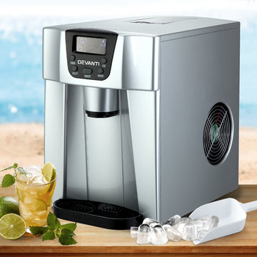 Devanti Portable Ice Maker and Water Dispenser 12kg 2L Silver