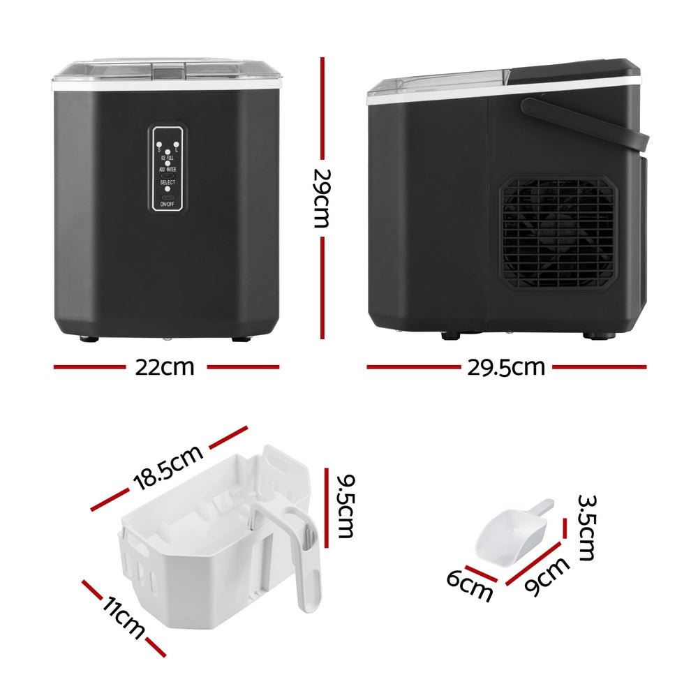 Devanti 12kg Ice Maker Countertop Self-Cleaning 1.3L Black
