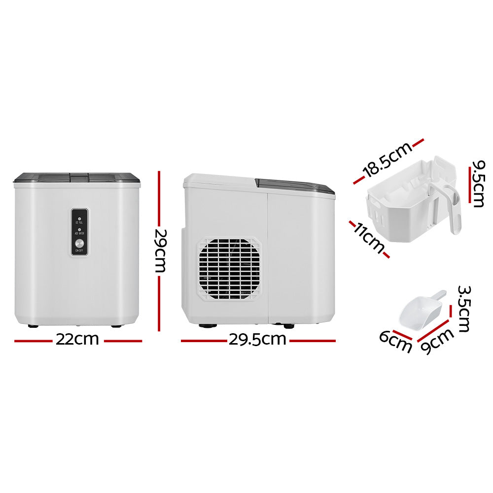 Devanti Portable Ice Maker 12kg Self-Cleaning White