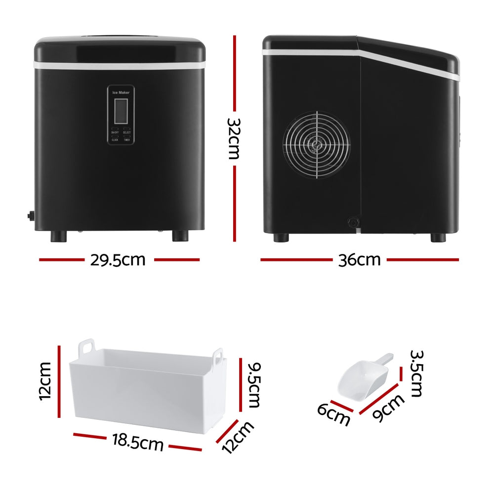 Devanti Ice Maker 15kg Daily 3 Size Bullet Ice Countertop