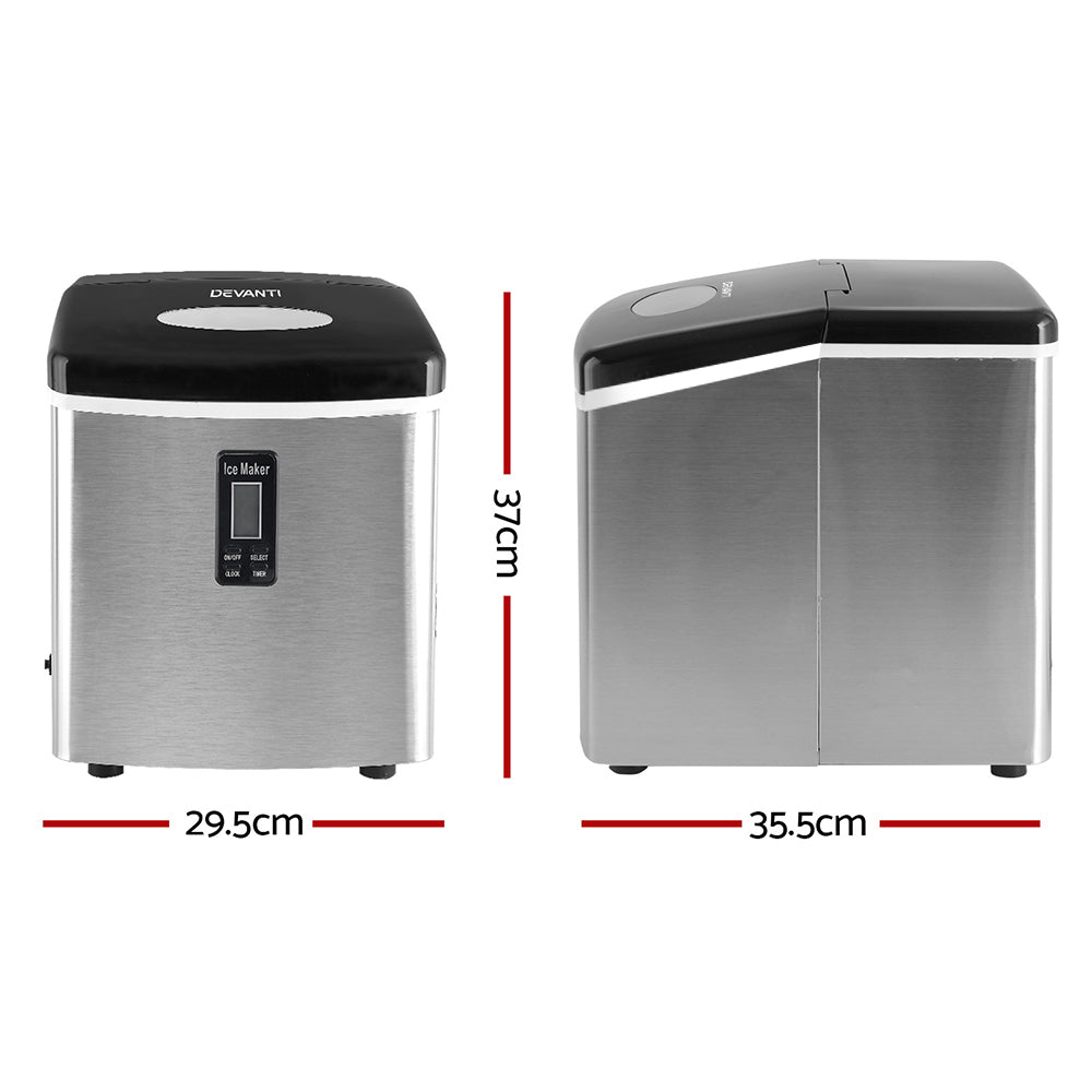 Devanti Portable Ice Maker Machine 15kg Silver