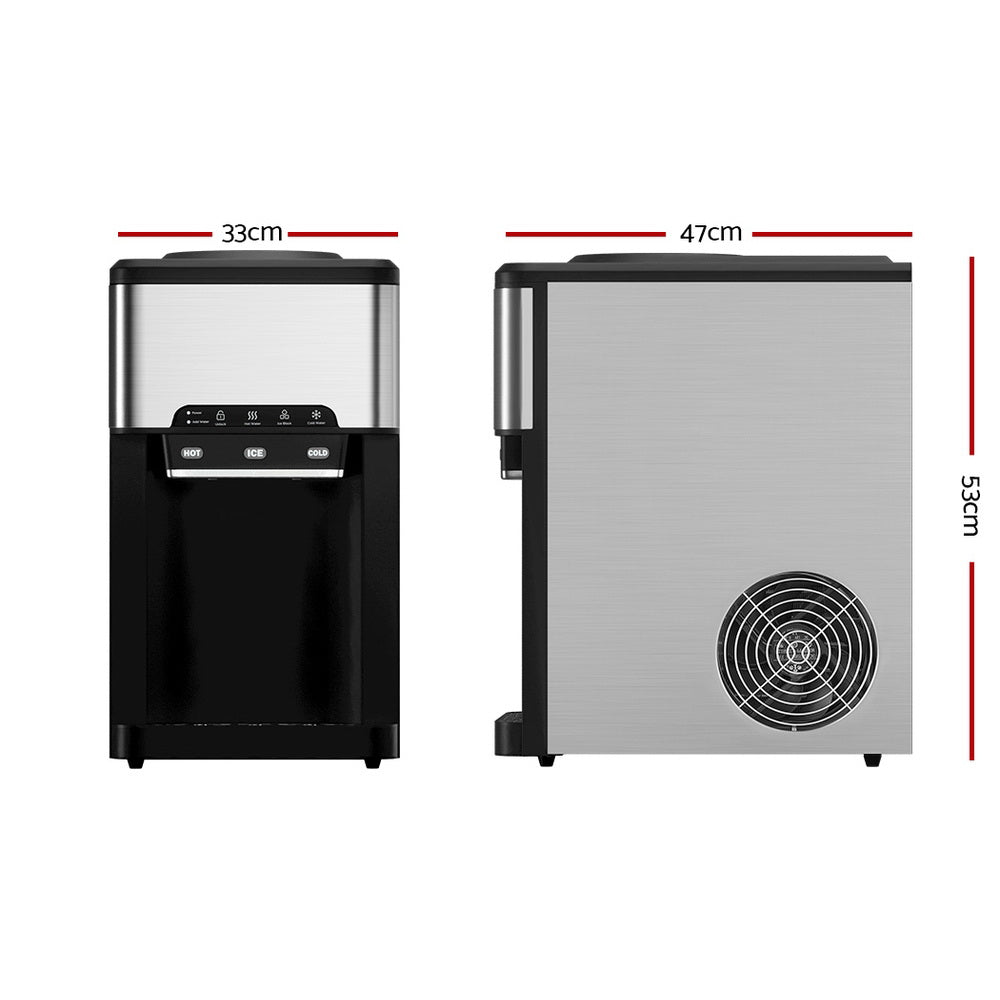 Devanti 3-in-1 Ice Maker Water Dispenser Cold Hot 20kg Silver