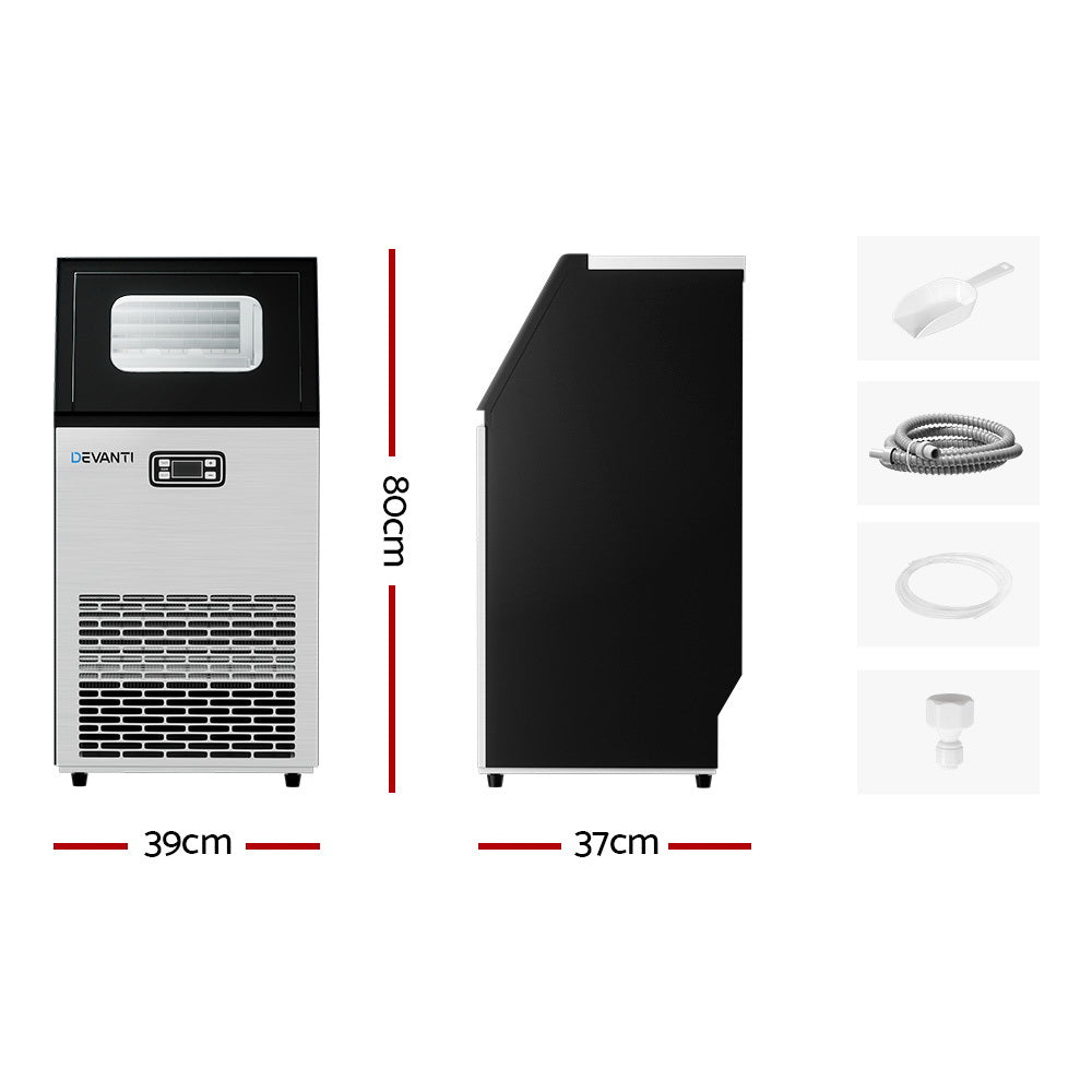 Devanti Commercial Ice Maker 45kg Daily Production Stainless Steel