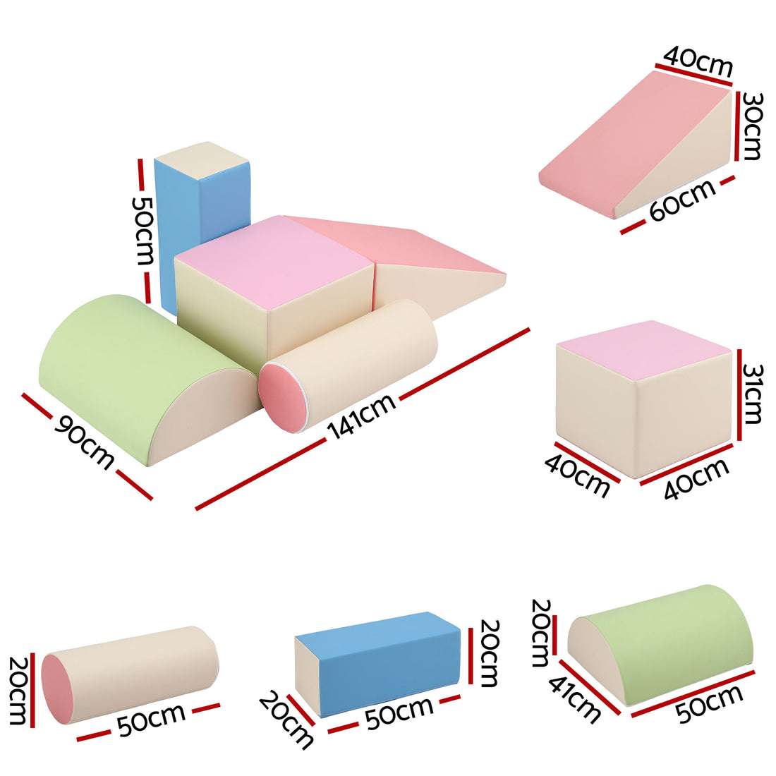 Keezi 5-Piece Foam Climbing Blocks Set Multicolour Indoor Play Set