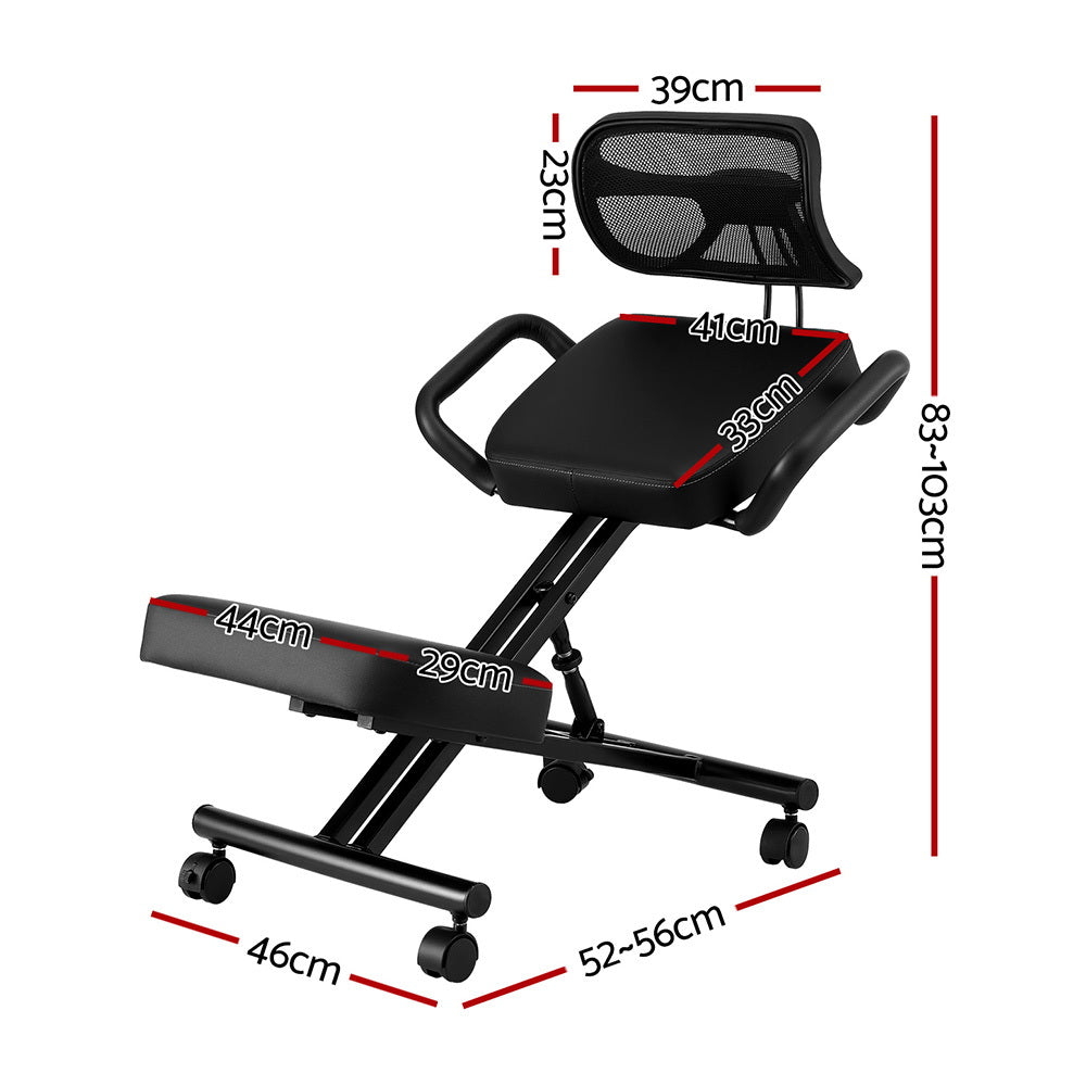 Artiss Kneeling Chair with Mesh Backrest Black