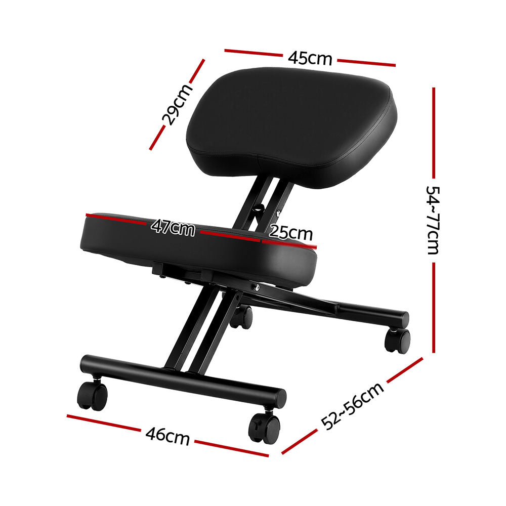 Artiss Ergonomic Kneeling Chair with Foam and PU Leather Knee Pad Black