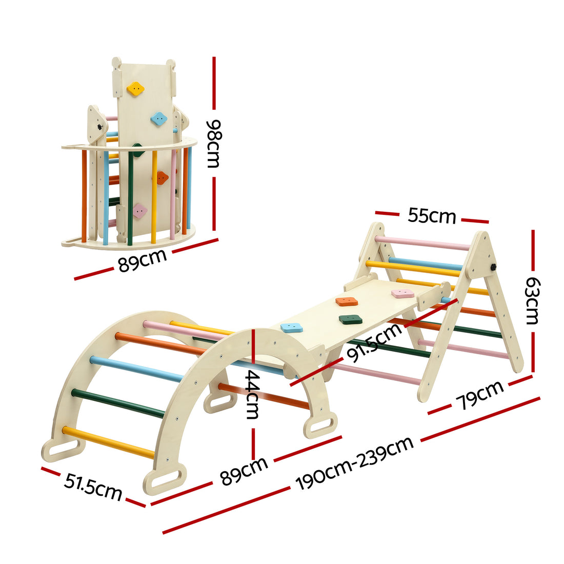 Keezi Kids Indoor Outdoor Climbing Frame with Slide and Arch Bridge Wooden 50kg