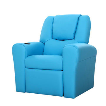 Keezi Kids Recliner Chair PU Leather Blue